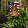 Sable and White Merle Collie American Flag Garden Flag Mailbox Flag Decorative Yard Flag Banner Outside Patio Artwork Yard Flower Beds, Garden Size