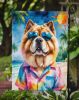 Chow Chow Summer Beach Time Garden Flag Mailbox Flag Decorative Yard Flag Banner Outside Patio Artwork Yard Flower Beds, Garden Size, Multicolor
