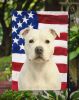 White Staffordshire Bull Terrier American Flag Garden Flag Mailbox Flag Decorative Yard Flag Banner Outside Patio Artwork Yard Flower Beds