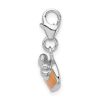 Amore La Vita Sterling Silver Rhodium-plated Polished 3-D Enameled Dog Bowl with Bone Charm with Fancy Lobster Clasp