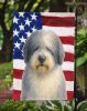 Gray and White Old English Sheepdog American Flag Garden Flag Mailbox Flag Decorative Yard Flag Banner Outside Patio Artwork Yard Flower Beds