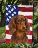 Longhaired Chocolate and Tan Dachshund American Flag Garden Flag Mailbox Flag Decorative Yard Flag Banner Outside Patio Artwork Yard Flower Beds