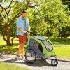 Aosom Dog Bike Trailer 2-In-1 Pet Stroller with Canopy Storage Pockets Green