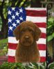 Brown Portuguese Water Dog American Flag Garden Flag Mailbox Flag Decorative Yard Flag Banner Outside Patio Artwork Yard Flower Beds, Garden Size