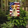 White and Tan Jack Russell Terrier American Flag Garden Flag Mailbox Flag Decorative Yard Flag Banner Outside Patio Artwork Yard Flower Beds