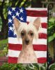 Hairless Pink and Chocolate Chinese Crested American Flag Garden Flag Mailbox Flag Decorative Yard Flag Banner Outside Patio Artwork Yard Flower Beds