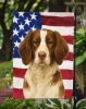 Liver and White Brittany American Flag Garden Flag Mailbox Flag Decorative Yard Flag Banner Outside Patio Artwork Yard Flower Beds, Garden Size