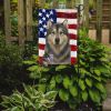 Gray and White Alaskan Malamute American Flag Garden Flag Mailbox Flag Decorative Yard Flag Banner Outside Patio Artwork Yard Flower Beds, Garden Size