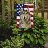 Gray and White Siberian Husky American Flag Garden Flag Mailbox Flag Decorative Yard Flag Banner Outside Patio Artwork Yard Flower Beds, Garden Size