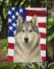 Gray and White Siberian Husky American Flag Garden Flag Mailbox Flag Decorative Yard Flag Banner Outside Patio Artwork Yard Flower Beds, Garden Size