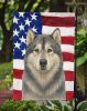Gray and White Alaskan Malamute American Flag Garden Flag Mailbox Flag Decorative Yard Flag Banner Outside Patio Artwork Yard Flower Beds, Garden Size