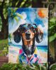 Dachshund Summer Beach Time Garden Flag Mailbox Flag Decorative Yard Flag Banner Outside Patio Artwork Yard Flower Beds, Garden Size, Multicolor