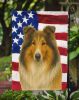 Sable and White Merle Collie American Flag Garden Flag Mailbox Flag Decorative Yard Flag Banner Outside Patio Artwork Yard Flower Beds, Garden Size