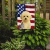White and Cream Bichon Frise American Flag Garden Flag Mailbox Flag Decorative Yard Flag Banner Outside Patio Artwork Yard Flower Beds, Garden Size