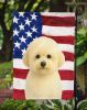 White and Cream Bichon Frise American Flag Garden Flag Mailbox Flag Decorative Yard Flag Banner Outside Patio Artwork Yard Flower Beds, Garden Size
