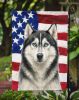 Black and White Siberian Husky American Flag Garden Flag Mailbox Flag Decorative Yard Flag Banner Outside Patio Artwork Yard Flower Beds, Garden Size