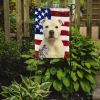 White Staffordshire Bull Terrier American Flag Garden Flag Mailbox Flag Decorative Yard Flag Banner Outside Patio Artwork Yard Flower Beds