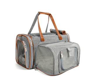 Mr. Peanut's Gold Series Standard Size Expandable Pet Carrier (Color: Platinum Gray, Size: 18 in L x 10.5 in W x 11 in H)