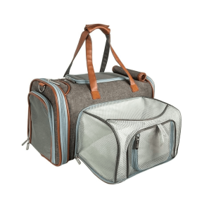 Mr. Peanut's Gold Series Mini Size Expandable Pet Carrier (Color: Charcoal Ash, Size: 16 in L x 10 in W x 10 in H)