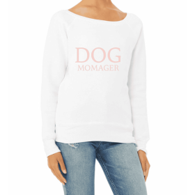 Dog Momager Jersey Long Sleeve Womens Tee (Color: White, Size: small)