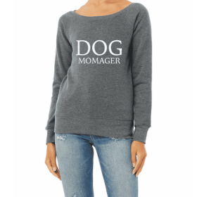 Dog Momager Jersey Long Sleeve Womens Tee (Color: Dark Grey, Size: 2X Large)