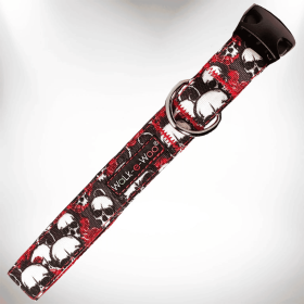 Tattoo Dog Collars (Color: Skulls n' Roses, Size: M 1" width fits 12-18" neck)