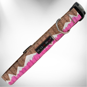 nowcap Mountain Dog Collars (Color: Pink Snowcap Mtn, size: M 1" width fits 12-18" neck)