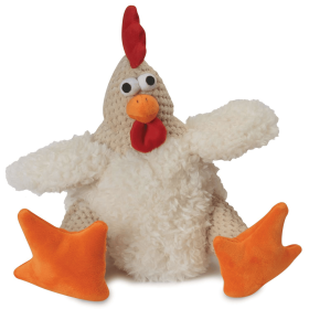 goDog Checkers Fat Rooster White w/Chew Guard Plush Dog Toy (Size: large)