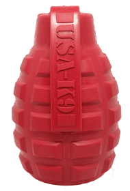 USA-K9 Grenade Durable Rubber Chew Toy & Treat Dispenser (Color: Red, Size: medium)