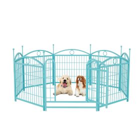 Dog Playpen Indoor 8 Panels Metal Dog Pen Pet Dog Fence Outdoor Exercise Pen with Doors (Size: 24 inch)