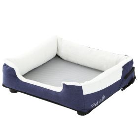 Pet Life "Dream Smart" Electronic Heating and Cooling Smart Pet Bed (Color: Navy, Size: large)