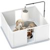 PawHut Whelping Box for Dogs, Newborn Puppy Supplies with Retractable Light Stand, Waterproof Pee Pad