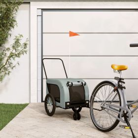 Pet Bike Trailer Oxford Fabric and Iron (Color: Gray and Black)