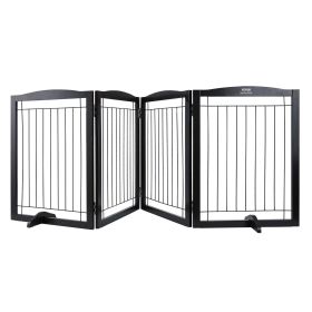 VEVOR Free Standing Dog Gate,  Freestanding Pet Gate, 4 Panels Foldable Dog Gate for Wide and Narrow Passageways (Size: 32" H x 96.5" W)