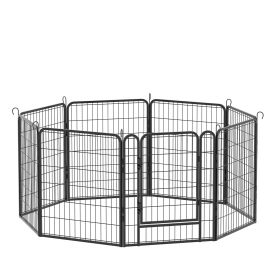 8 Panels Heavy Duty Metal Playpen with door, Dog Fence Pet Exercise Pen for Outdoor, Indoor (Size: 31.7"H)