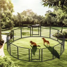 16 Panels Heavy Duty Metal Playpen with door, Dog Fence Pet Exercise Pen for Outdoor (Size: 31.7"H)
