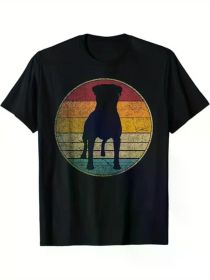 Rottweiler Dog Vintage Distressed Retro Style Silhouette T-Shirt, 100% Cotton, Halloween Thanksgiving Christmas Gift (Color: Black, size: XXL)