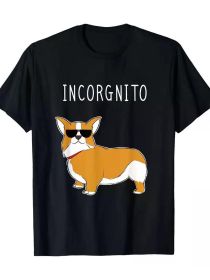 Incorgnito - Funny Corgi Dog Incognito Pun T-Shirt T-Shirt220gT-shirt 100% T-shirt (Color: Black, size: XL)