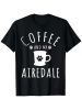 Pet Lover | Coffee and My Airedale Graphic T-Shirt - 100% Cotton, Black Short Sleeve Tee with Coffee Cup & Paw Print Design