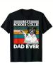 Best Collie Dad Ever Men's T-Shirt - 100% Cotton, Black Short Sleeve with Border Collie Graphic, Casual Father's Day Gift for Dad or Papa