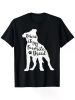 Rescue Is My Favorite Breed" Pitbull Lover T-Shirt - Soft 100% Cotton, Black with White Dog Silhouette & Paw Prints, Short Sleeve