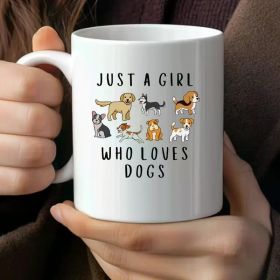 1pc, Dog Mug, Dog Girl Coffee Mug, Easter Gift, 11 Oz White Ceramic Mug, The Best Choice for Gift Giving, Birthday Gift, (Color: White)