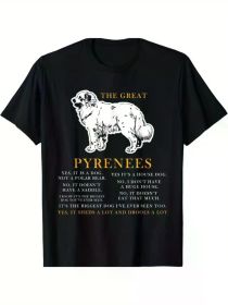 Great Pyrenees Humor T-Shirt, 100% Cotton Crew Neck Tee, Casual All-Season Knit Fabric Top with (Color: Black, size: XXXL)