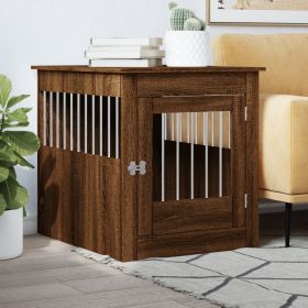 Dog Crate Furniture Engineered Wood (Color: Brown Oak, Size: 25.4"x31.5"x28")
