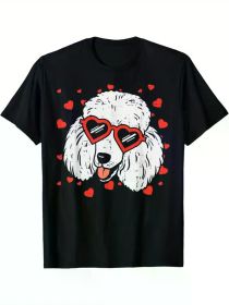 Poodle Face Heart Glasses Cute Valentines Day Dog Lover Gift T-Shirt (Color: Black, size: XL)