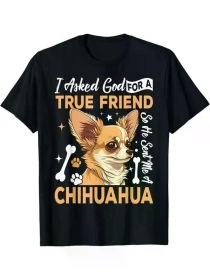 Men's Chihuahua Love Graphic T-Shirt - Ultra-Soft 100% Cotton, Breathable & Moisture-Wicking Crew Neck Tee with Funny Dog Print (Color: Black, size: XL)