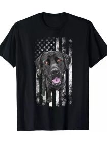Black Labrador American Flag Patriotic Dog Dad Mom Black Lab T-Shirt (Color: Black, size: XXXL)