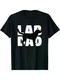 Lab Dad Labrador Retriever T-Shirt - Made in USA, Four Seasons Cotton Family T-Shirt for Dog Dad, Black & White Print, Casual Crewneck (Color: Black, size: M)