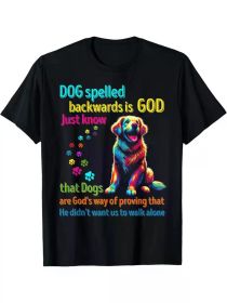 Dog Upside Down Spelling Is God T-Shirt Black Casual Short Sleeve Men's Sports T-Shirt (Color: Black, size: L)