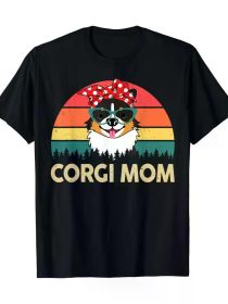 Funny Corgi Mom Tricolor Corgi-Shirt Gifts For Lovers Women T-Shirt (Color: Black, size: XL)
